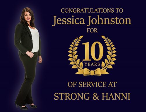 Congratulations to Jessica Johnston for 10 years of service at Strong & Hanni Law Firm