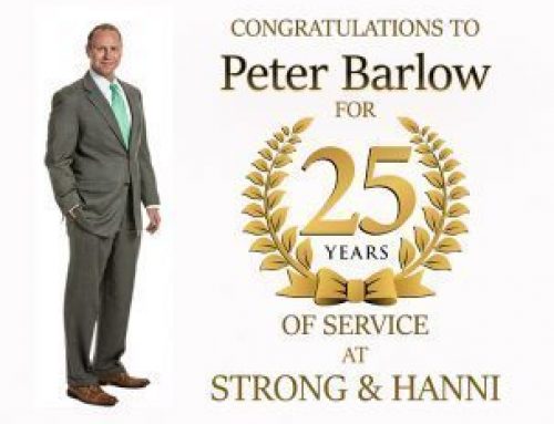 Congratulations to Peter Barlow for 25 years of service at Strong & Hanni Law Firm
